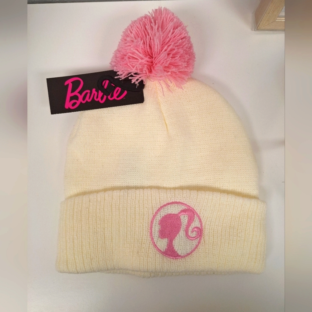 Barbie beanie with pink pom ball- NWT